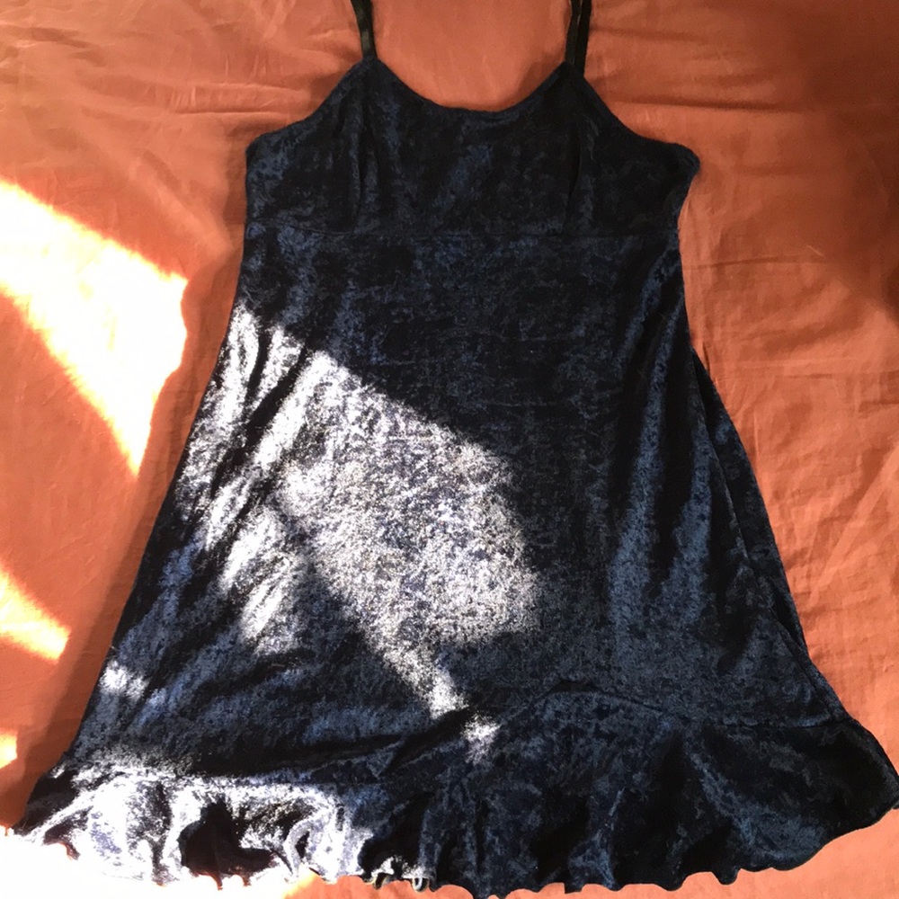 blue velvet mini dress